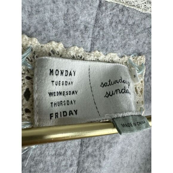 Anthropologie Saturday Sunday Women's Crochet Open Cardigan Sweater Gray Medium - Picture 2 of 7